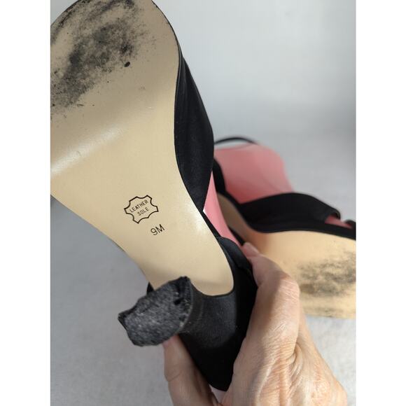 Sam & Libby Black Satinsz 9 Sandalsankle strap Heel 4.5" Platform1/2"Need tips - Picture 7 of 12